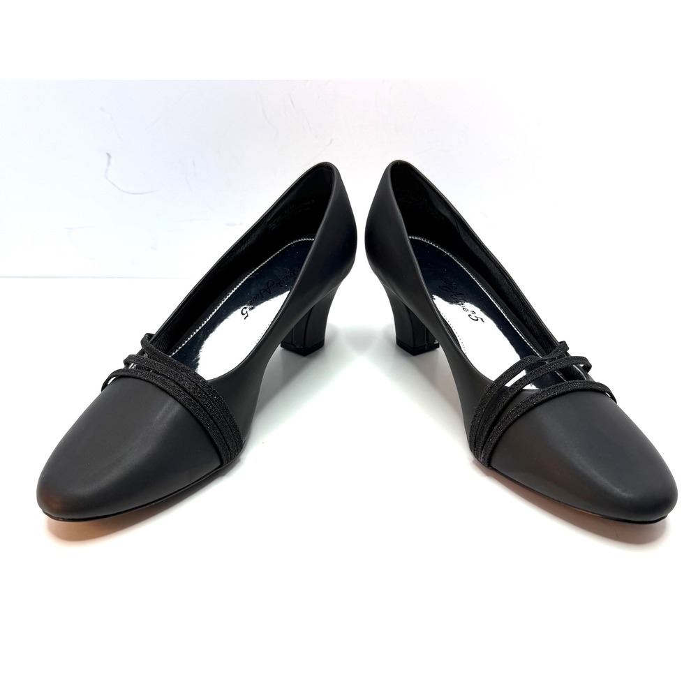 Easy Street Women's Cristiny Slip-On PumpsBlack Satin Glitter Size 8.5M NWT/BOX